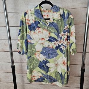 Tommy Bahama Floral 100% Silk Button Down Shirt XL